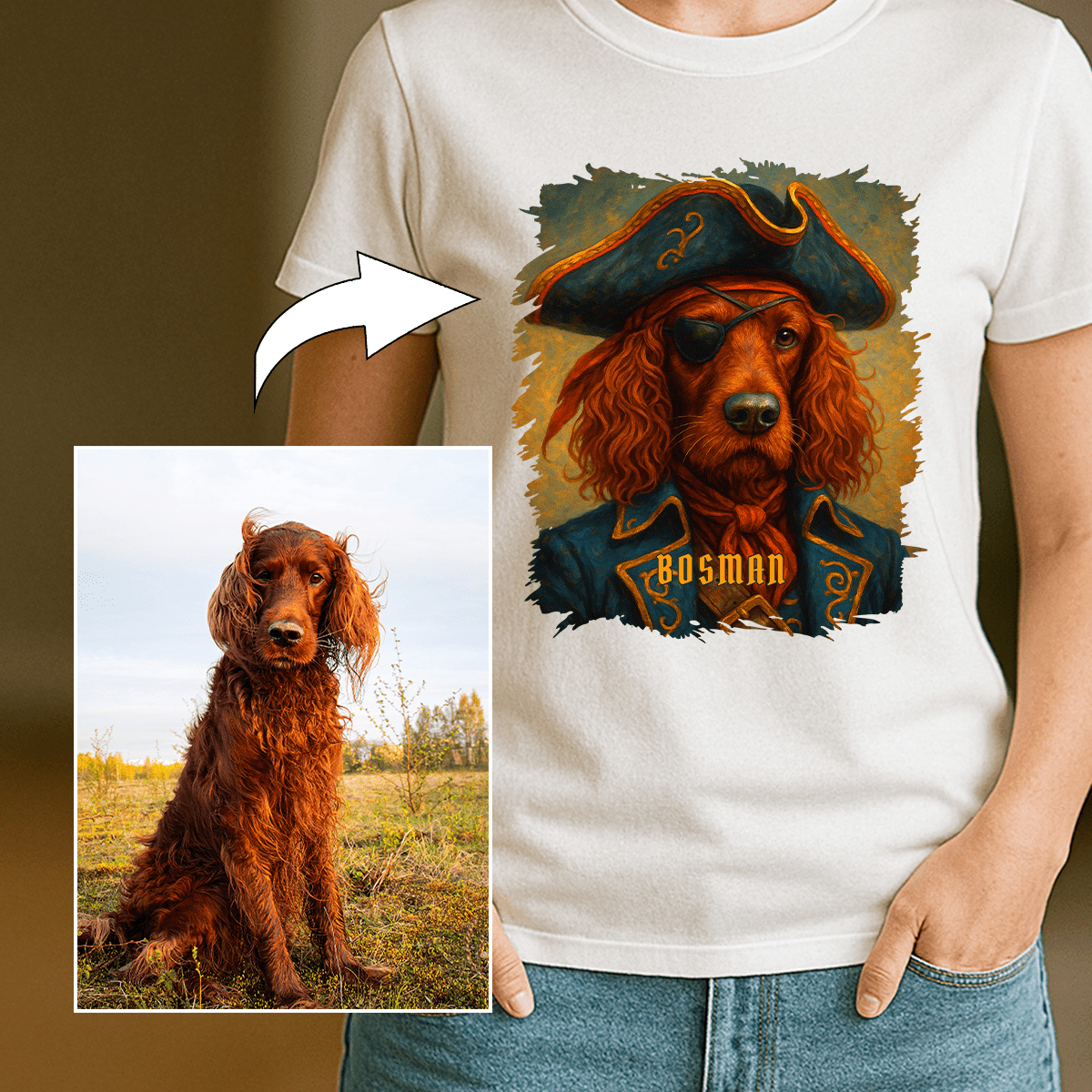 Pies piratem - koszulka damska z nadrukiem dla miłośnika psów - Emmygift.pl