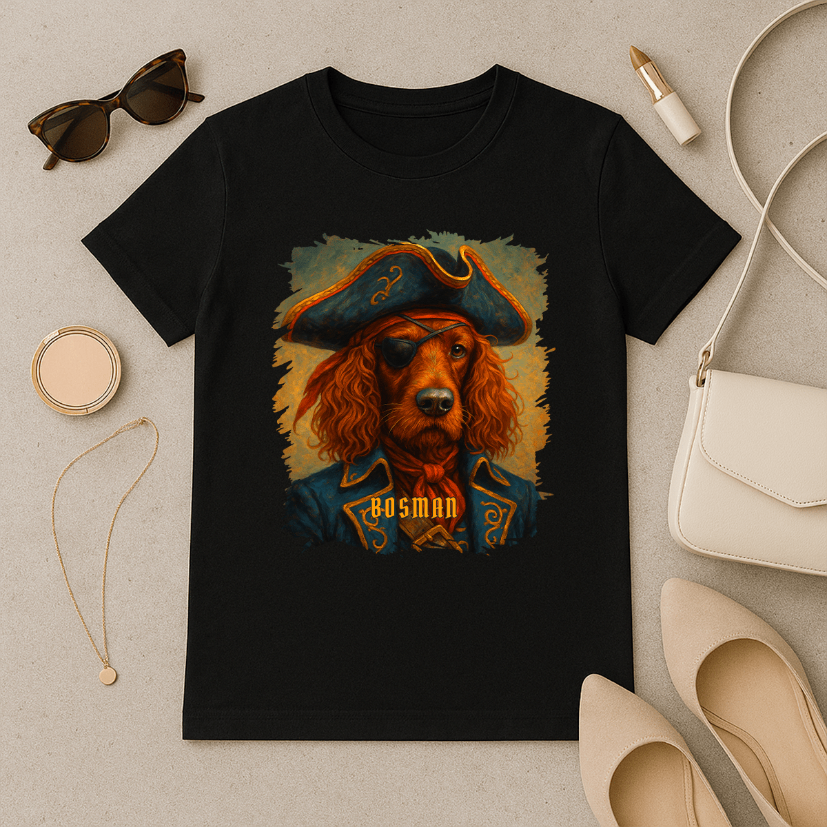 Pies piratem - koszulka damska z nadrukiem dla miłośnika psów - Emmygift.pl