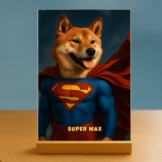 Pies superbohater - personalizowany portret na szkle dla miłośnika psów - Emmygift.pl
