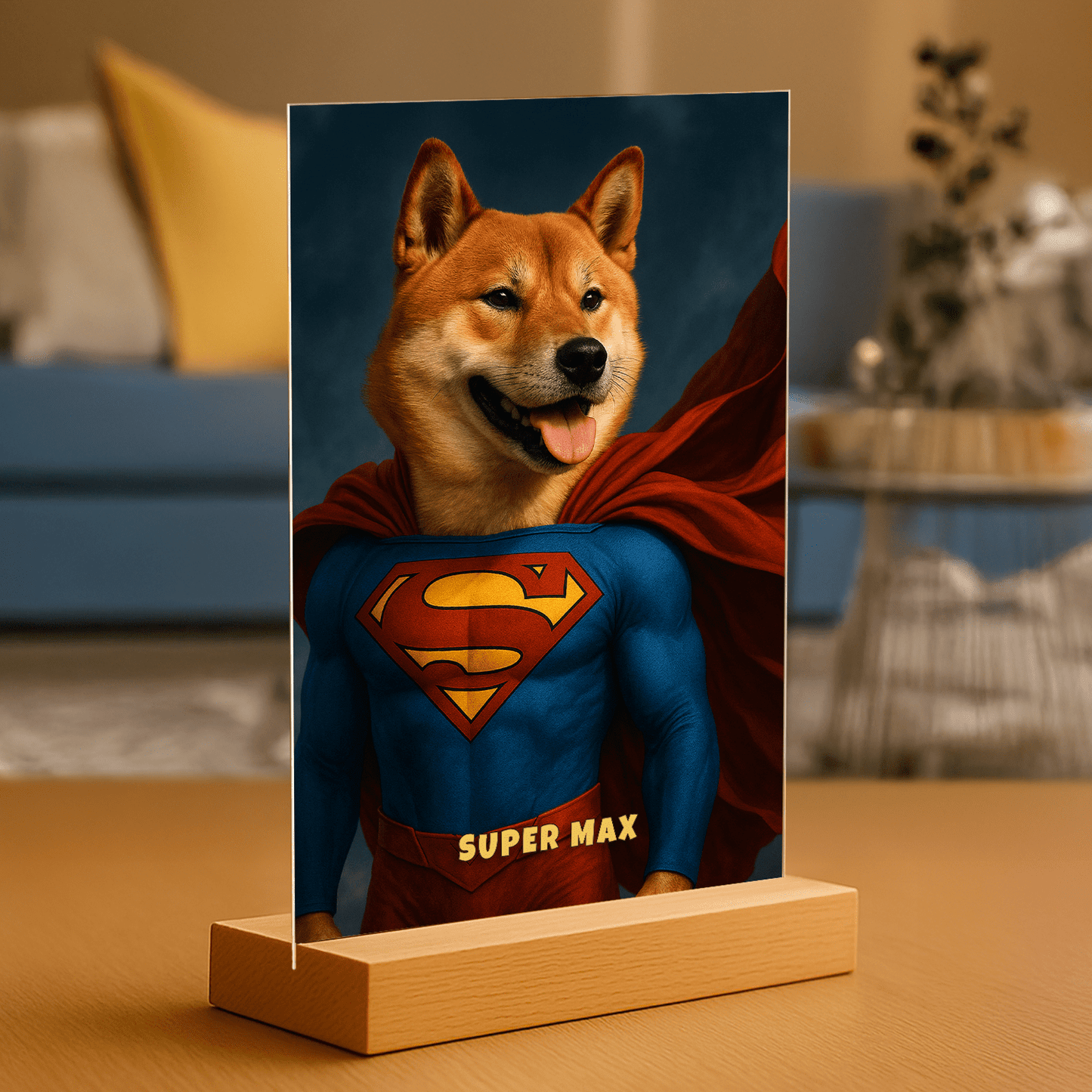 Pies superbohater - personalizowany portret na szkle dla miłośnika psów - Emmygift.pl