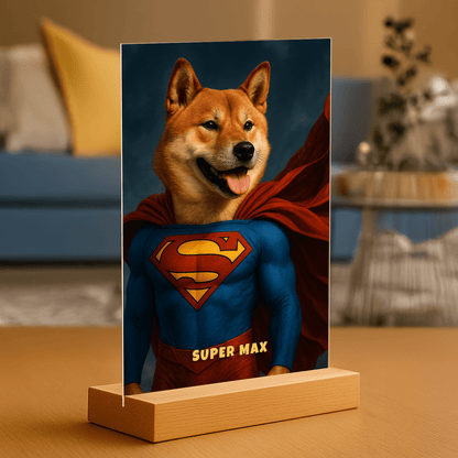 Pies superbohater - personalizowany portret na szkle dla miłośnika psów - Emmygift.pl