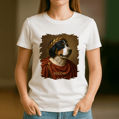 Pies w roli Juliusza Cezara - koszulka damska z nadrukiem dla miłośnika psów - Emmygift.pl