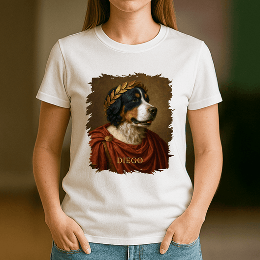 Pies w roli Juliusza Cezara - koszulka damska z nadrukiem dla miłośnika psów - Emmygift.pl