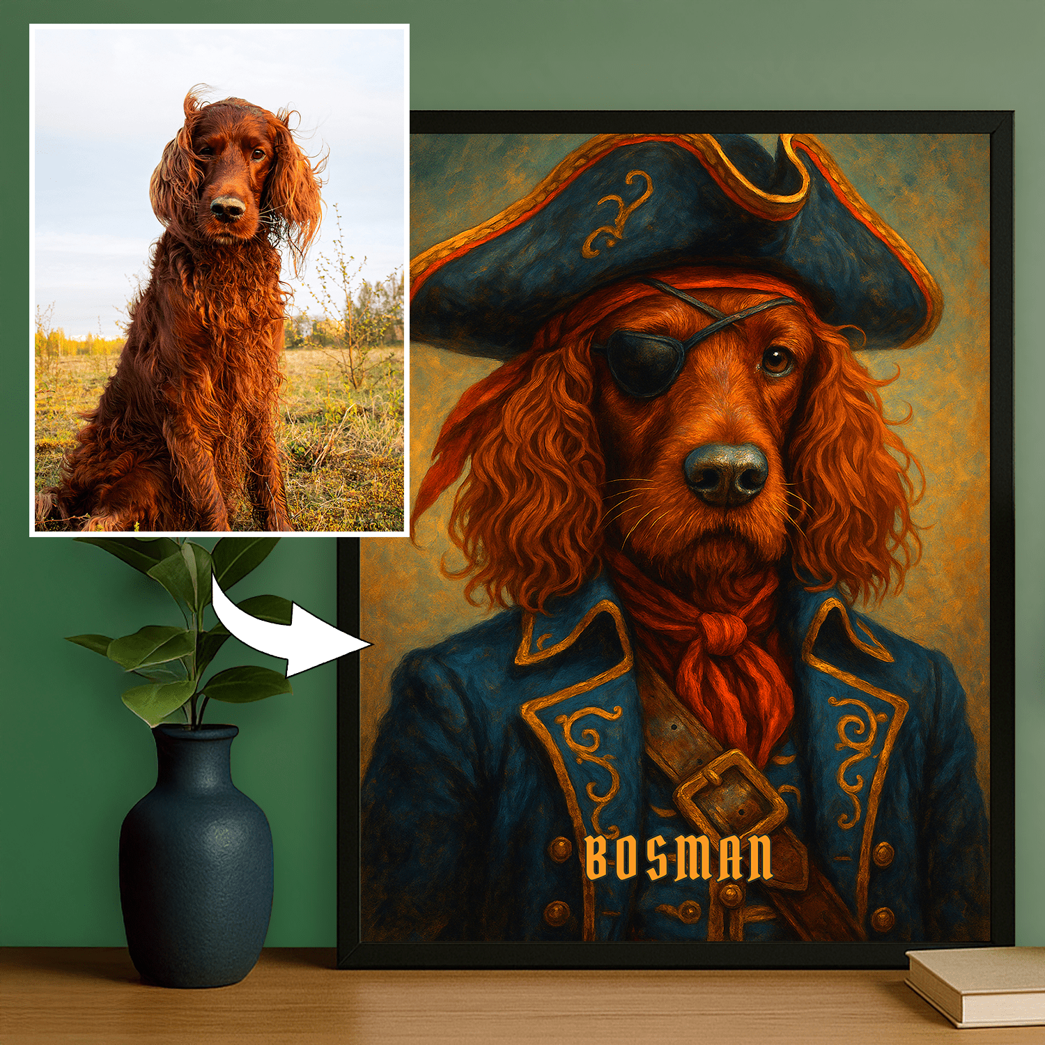 Pies w roli pirata - personalizowany plakat dla miłośników psów - Emmygift.pl