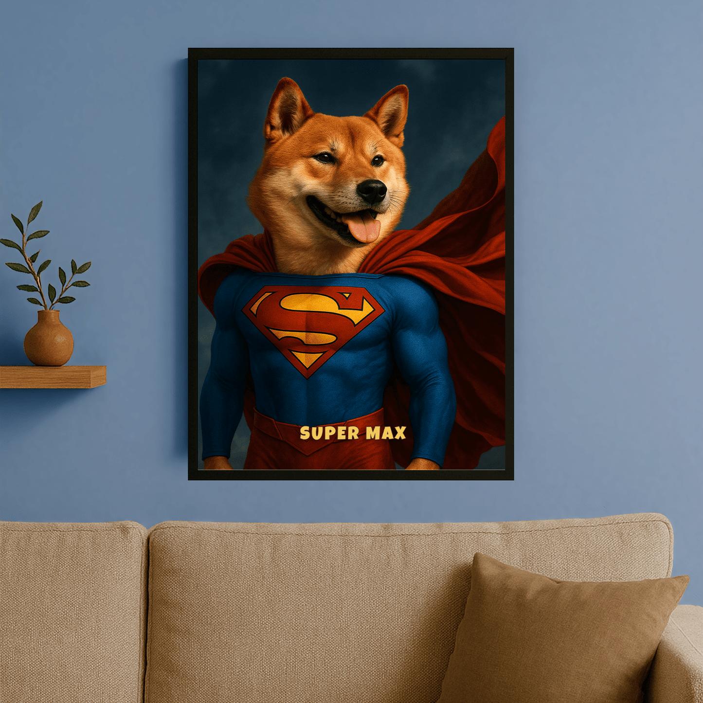 Pies w roli superbohatera - personalizowany plakat dla miłośników psów - Emmygift.pl