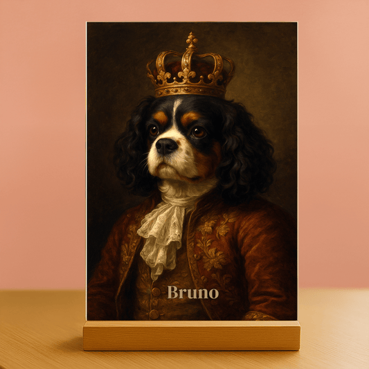 Pies w stylu królewskim - personalizowany portret na szkle dla miłośnika psów - Emmygift.pl