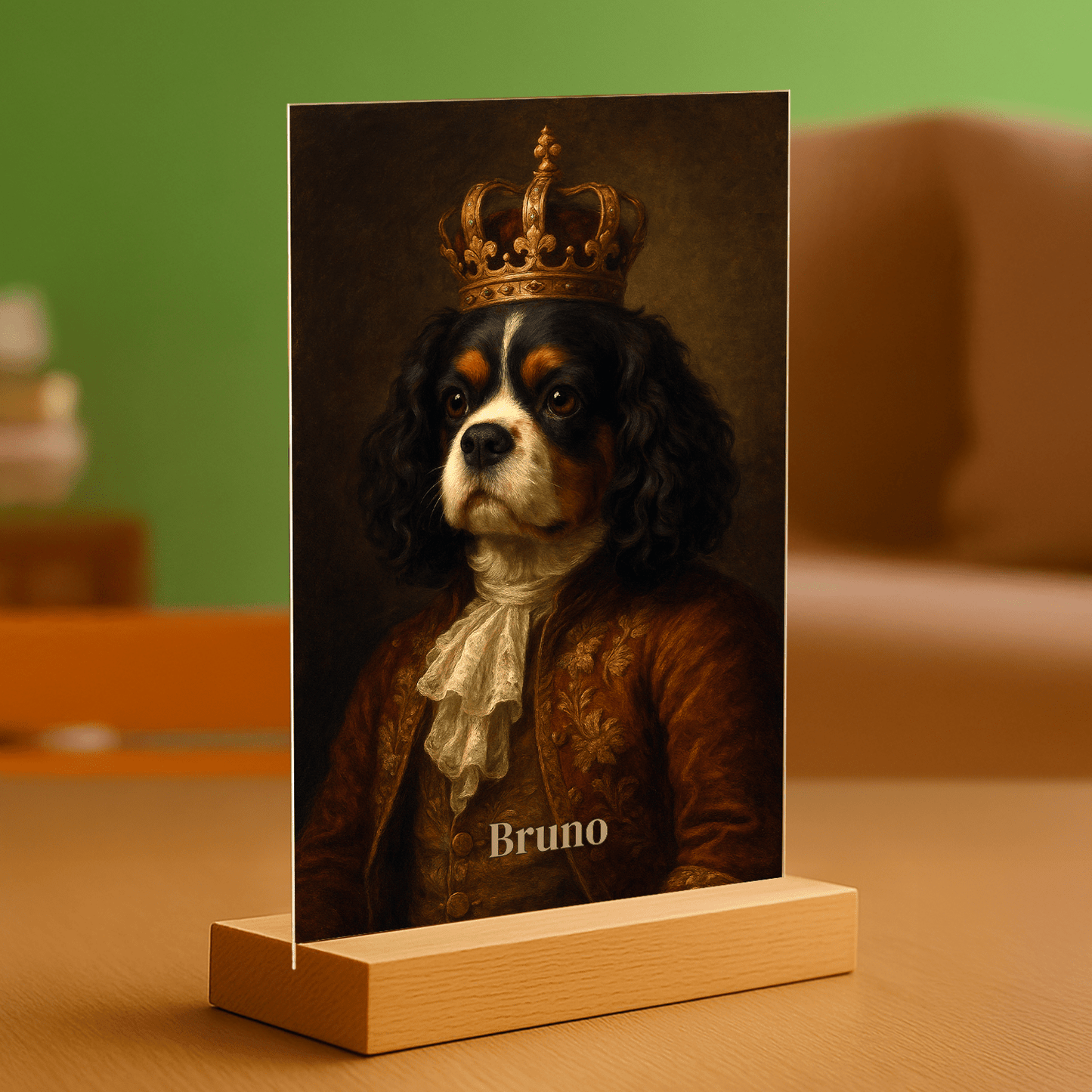 Pies w stylu królewskim - personalizowany portret na szkle dla miłośnika psów - Emmygift.pl