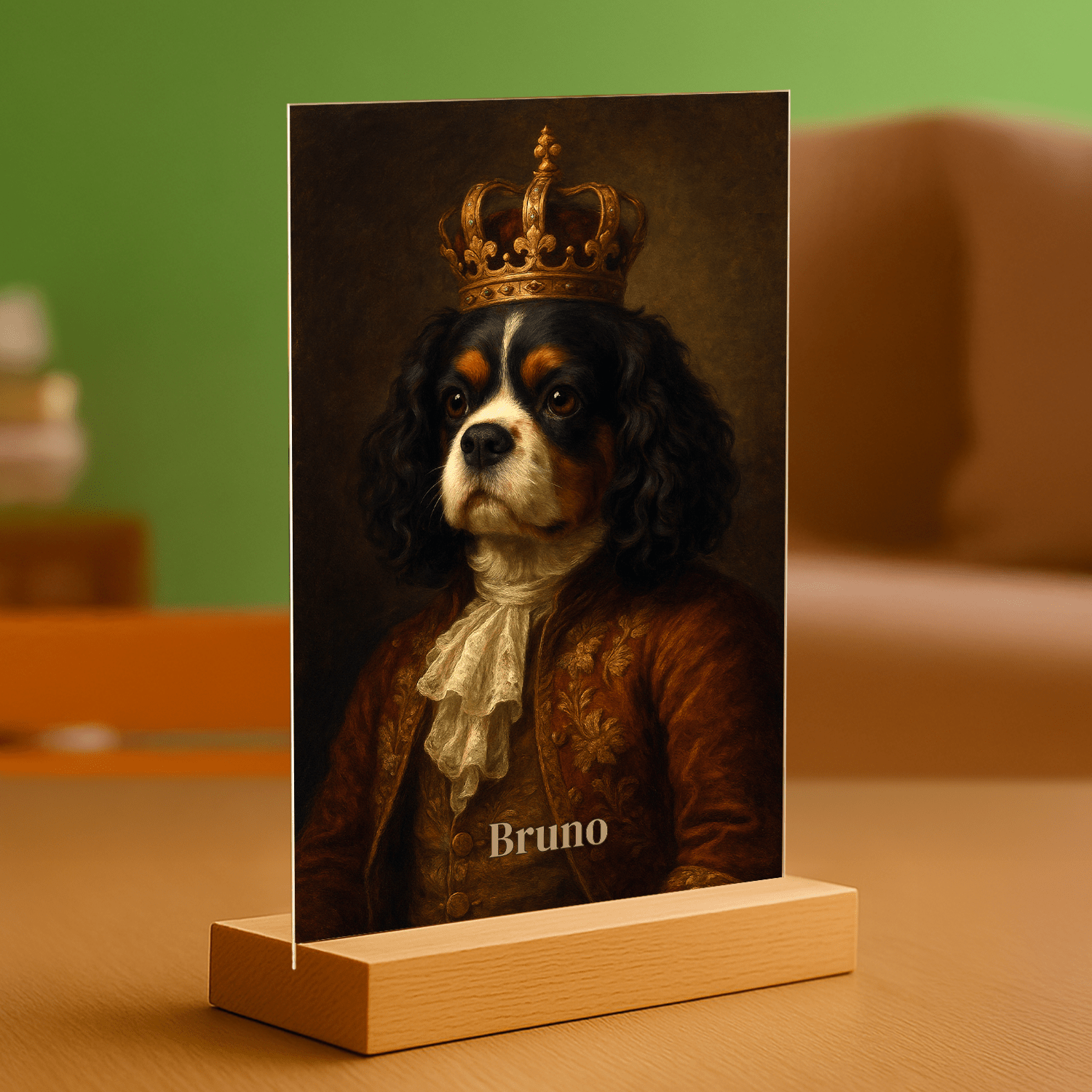 Pies w stylu królewskim - personalizowany portret na szkle dla miłośnika psów - Emmygift.pl