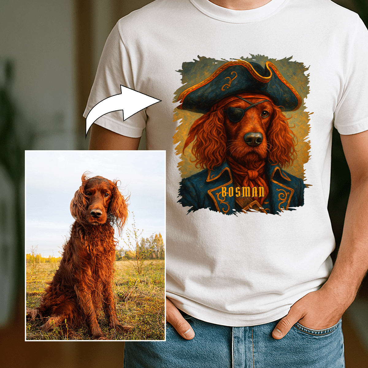 Pirat pies - koszulka męska z nadrukiem dla miłośnika psów - Emmygift.pl