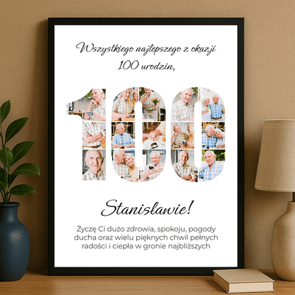 Plakat na 100 Urodziny dla Mężczyzny – pamiątka pełna wspomnień - Emmygift.pl