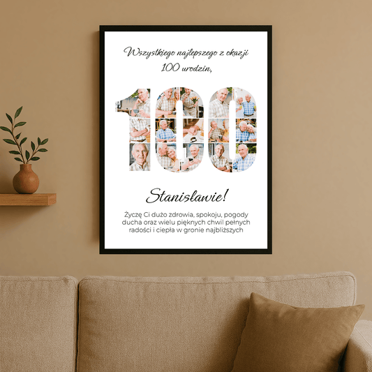 Plakat na 100 Urodziny dla Mężczyzny – pamiątka pełna wspomnień - Emmygift.pl
