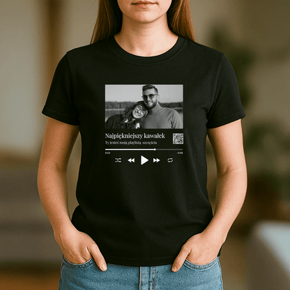 Playlista szczęścia - koszulka damska z nadrukiem dla niej - Emmygift.pl