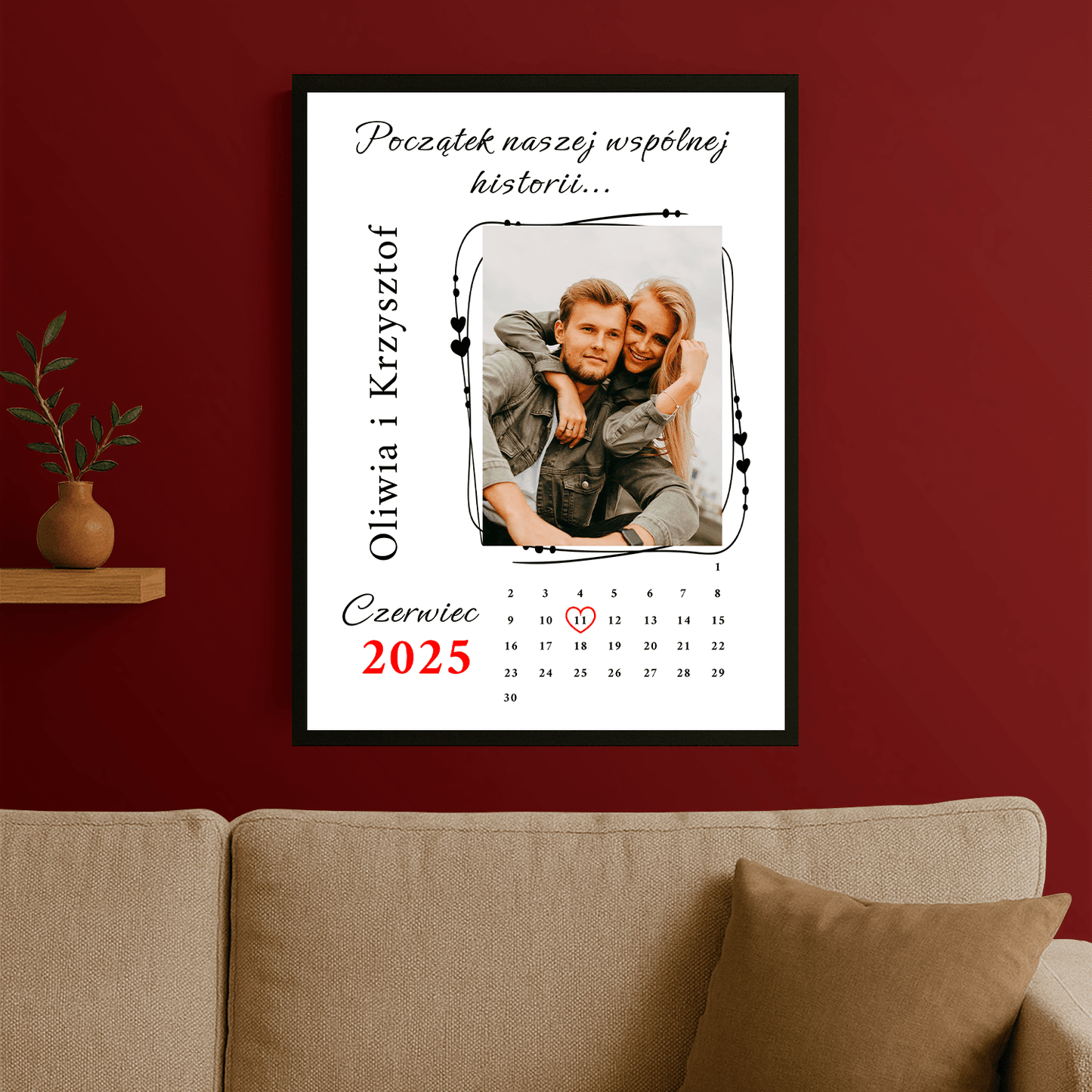 Początek wspólnej historii - plakat personalizowany dla pary - Emmygift.pl