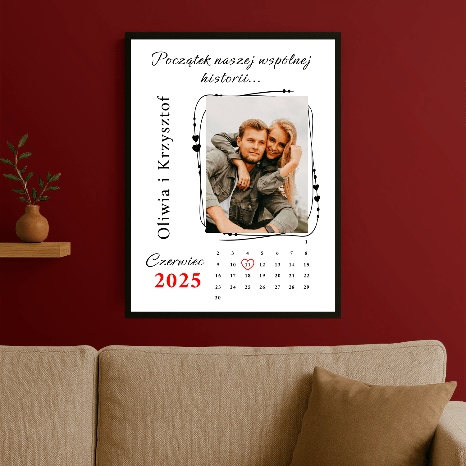 Początek wspólnej historii - plakat personalizowany dla pary - Emmygift.pl