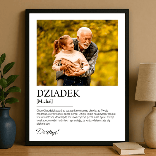 Podziękowania dla niezwykłego dziadka - plakat personalizowany dla dziadka - Emmygift.pl