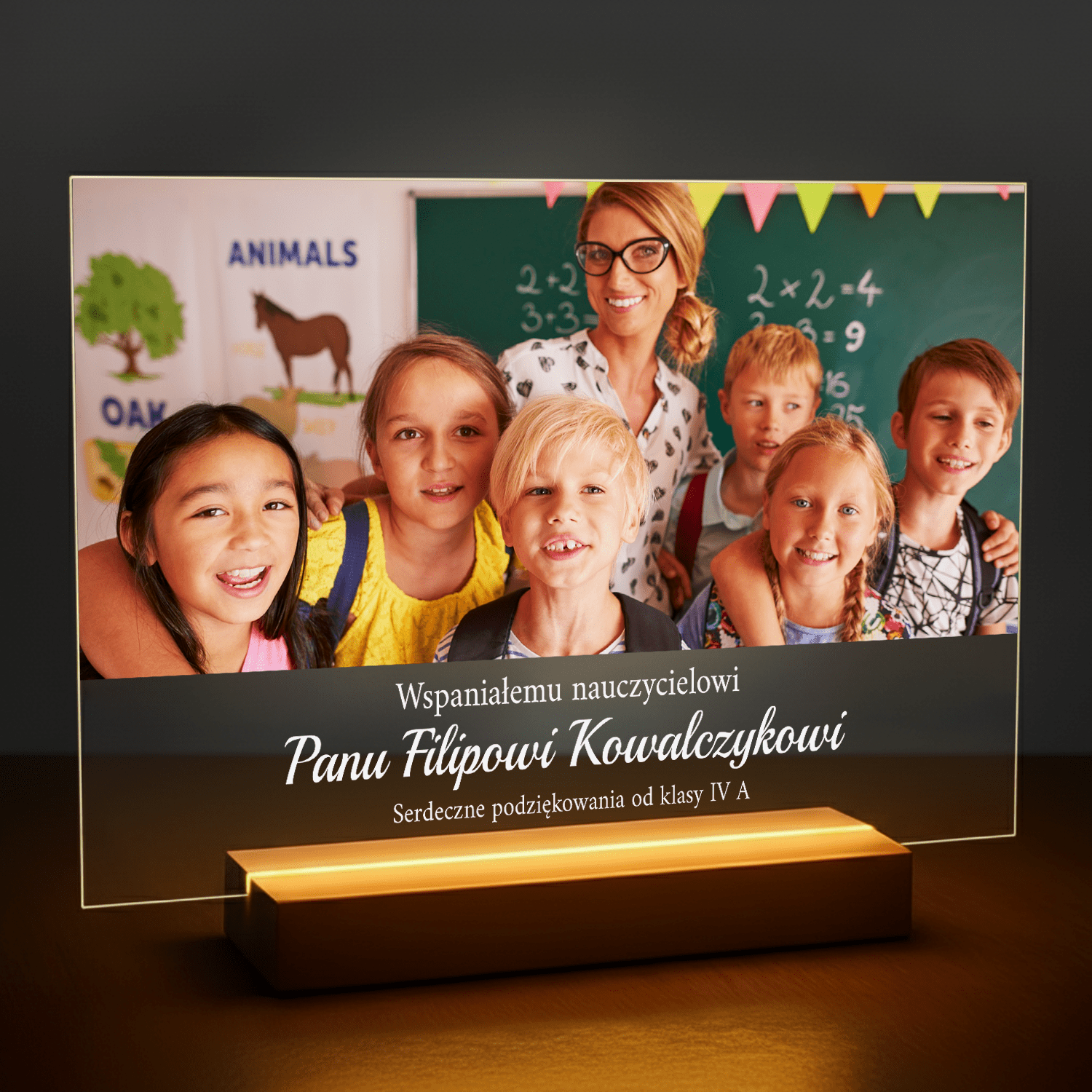 Podziękowania od uczniów - druk na szkle akrylowym dla nauczyciela - Emmygift.pl