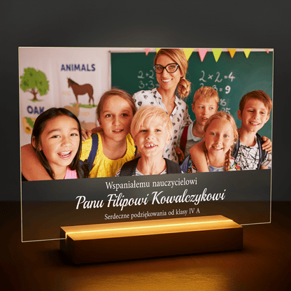 Podziękowania od uczniów - druk na szkle akrylowym dla nauczyciela - Emmygift.pl