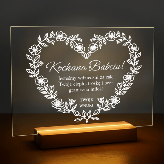 Podziękowania od wnuków - personalizowany druk na szkle dla babci - Emmygift.pl
