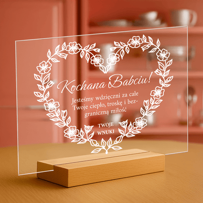 Podziękowania od wnuków - personalizowany druk na szkle dla babci - Emmygift.pl