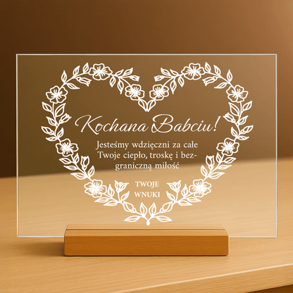 Podziękowania od wnuków - personalizowany druk na szkle dla babci - Emmygift.pl