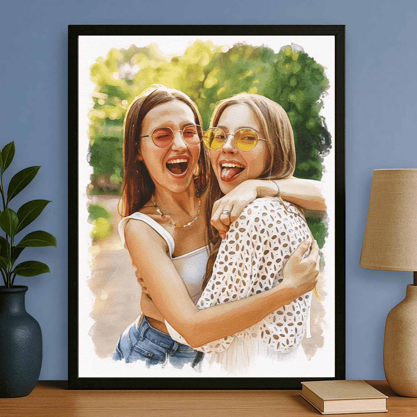 Portret dwóch najlepszych przyjaciółek - portret na plakacie dla przyjaciółki - Emmygift.pl
