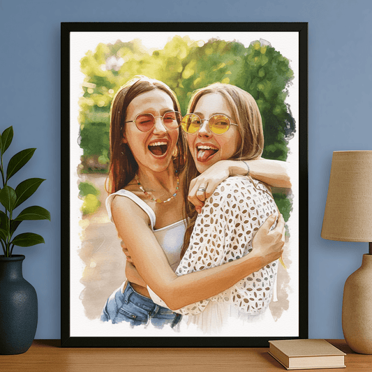 Portret dwóch najlepszych przyjaciółek - portret na plakacie dla przyjaciółki - Emmygift.pl