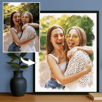 Portret dwóch najlepszych przyjaciółek - portret na plakacie dla przyjaciółki - Emmygift.pl