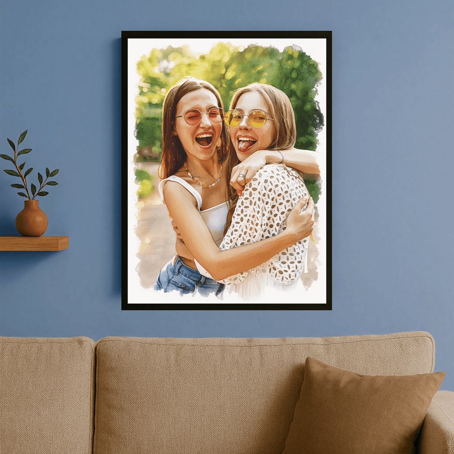 Portret dwóch najlepszych przyjaciółek - portret na plakacie dla przyjaciółki - Emmygift.pl