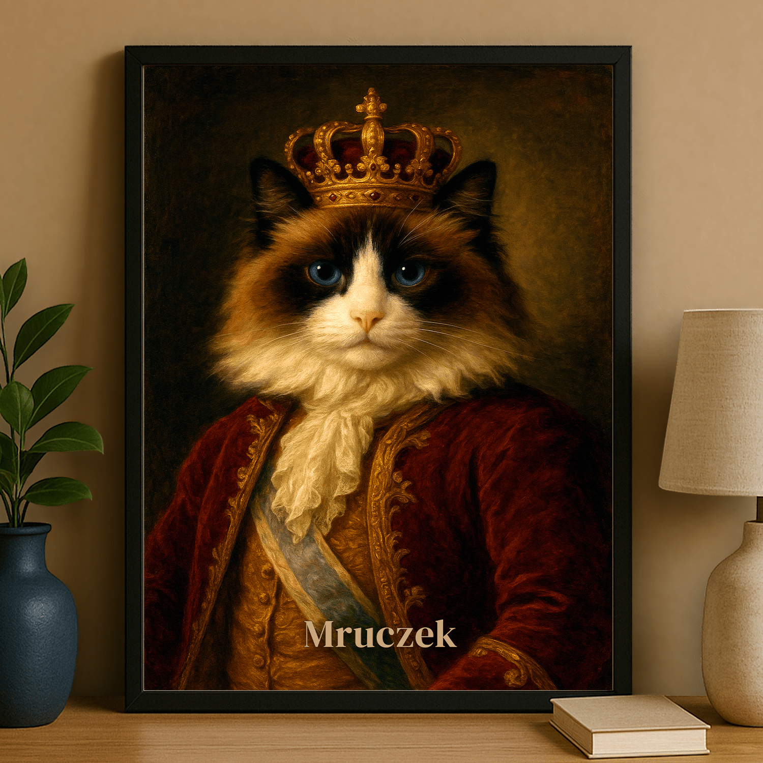 Portret kota w stylu king - personalizowany plakat dla miłośników kotów - Emmygift.pl