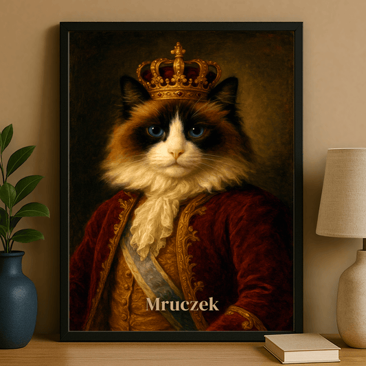 Portret kota w stylu king - personalizowany plakat dla miłośników kotów - Emmygift.pl