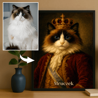 Portret kota w stylu king - personalizowany plakat dla miłośników kotów - Emmygift.pl