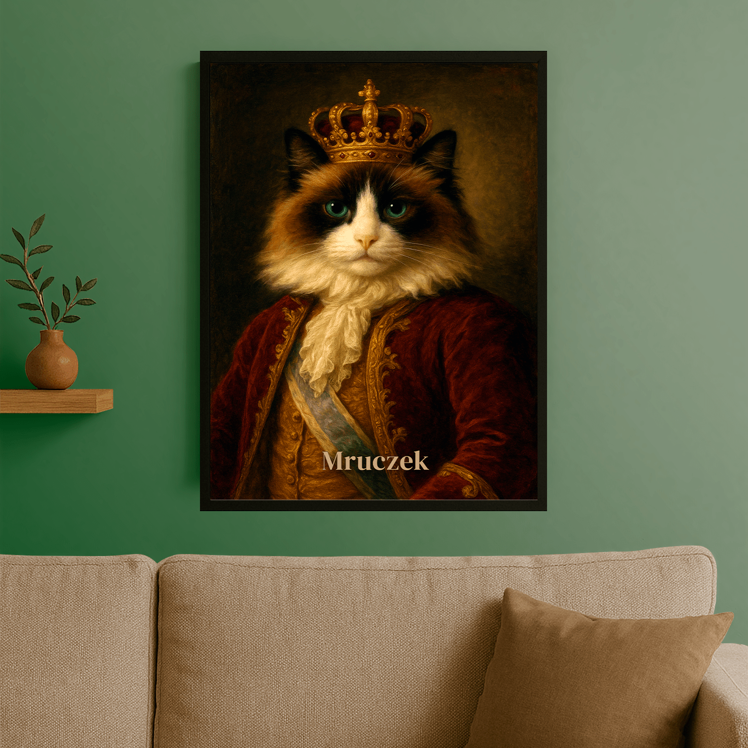 Portret kota w stylu king - personalizowany plakat dla miłośników kotów - Emmygift.pl