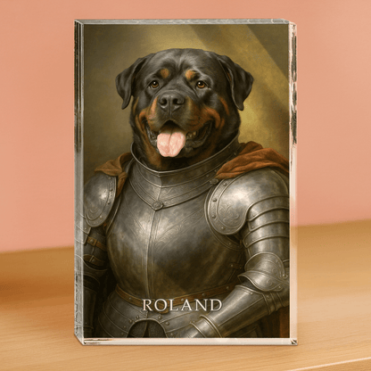 Portret psa jako rycerza - blok akrylowy - prostokąt dla miłośnika psów - Emmygift.pl
