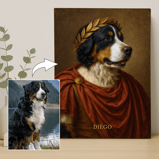 Portret psa w stylu cesarza - portret na płótnie dla miłośnika psów - Emmygift.pl