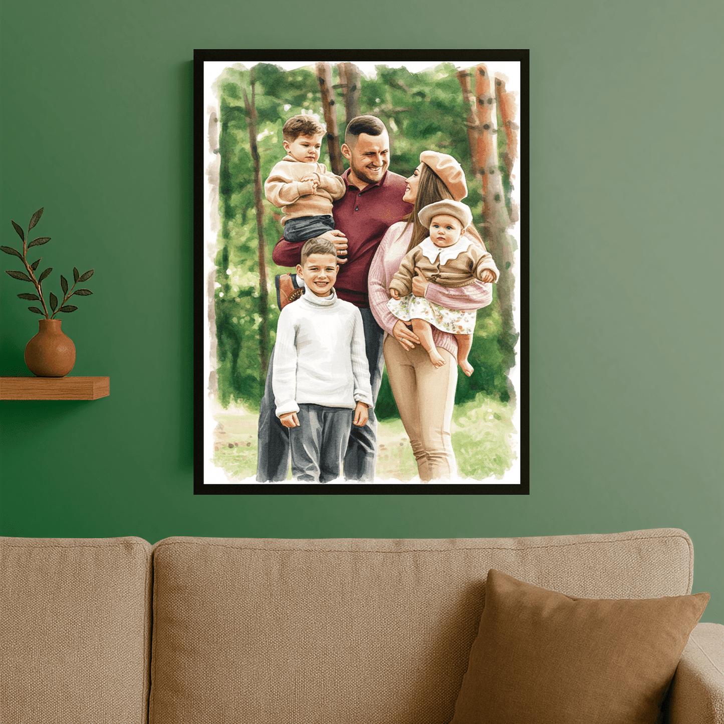 Portret rodziny w kolorze - portret na plakacie dla rodziców - Emmygift.pl