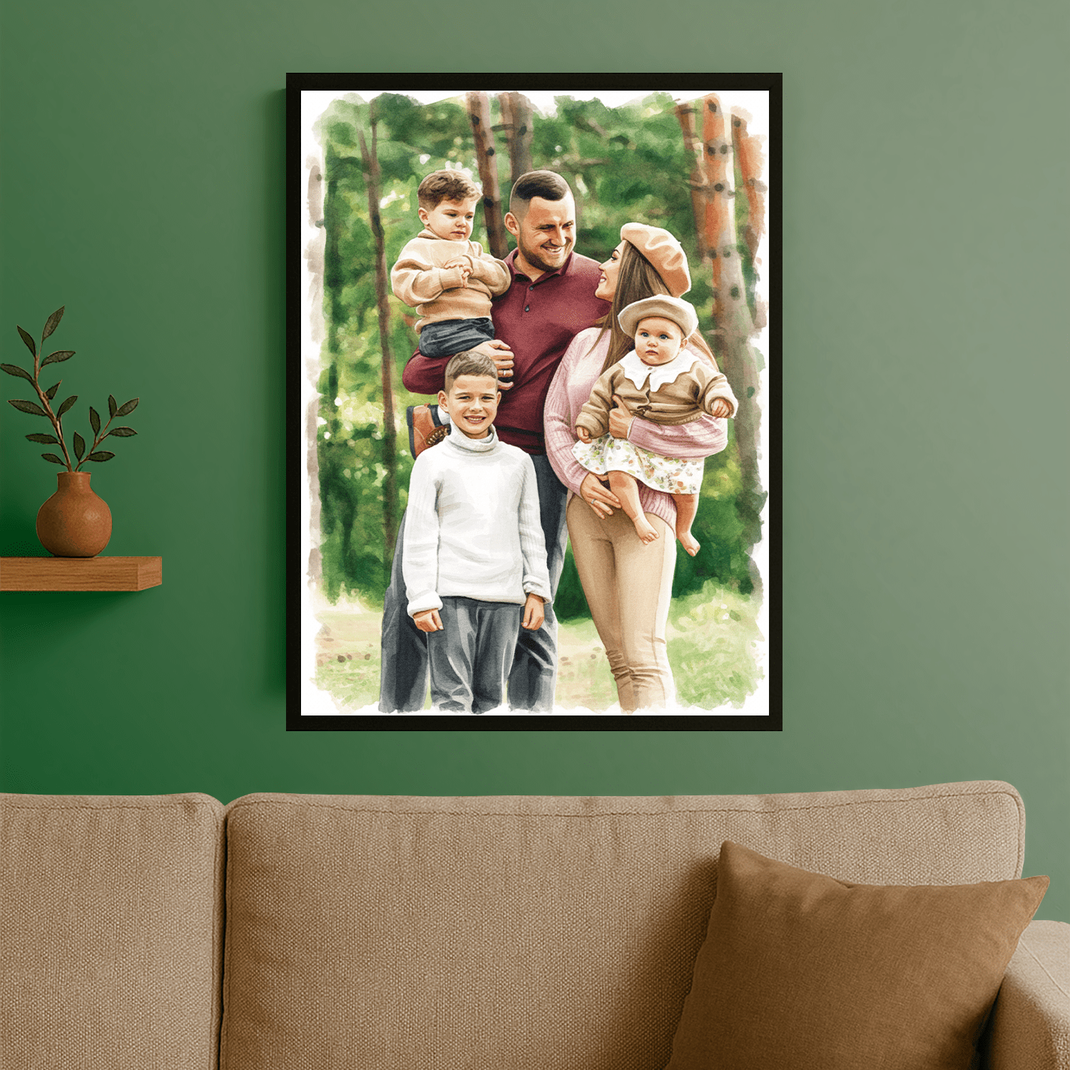 Portret rodziny w kolorze - portret na plakacie dla rodziców - Emmygift.pl