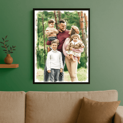 Portret rodziny w kolorze - portret na plakacie dla rodziców - Emmygift.pl
