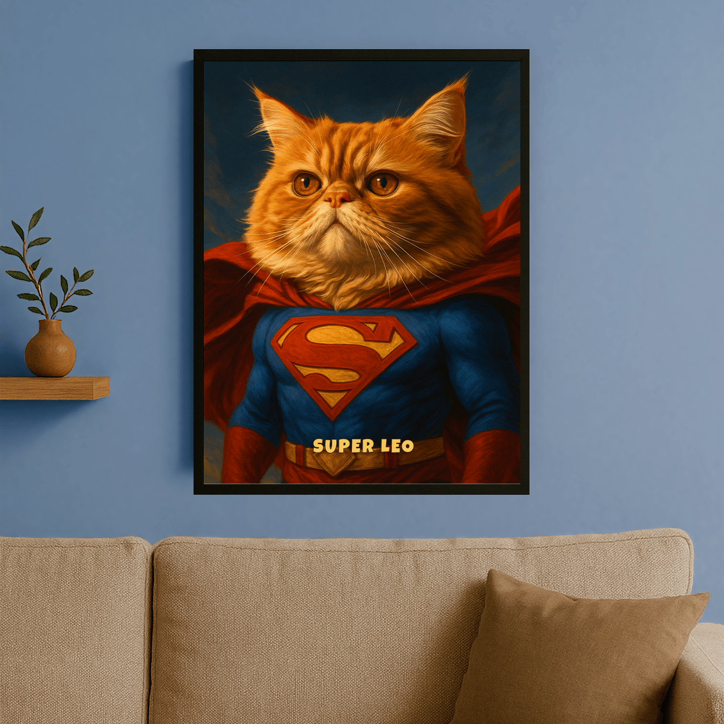 Portret superbohaterskiego kota - personalizowany plakat dla miłośników kotów - Emmygift.pl