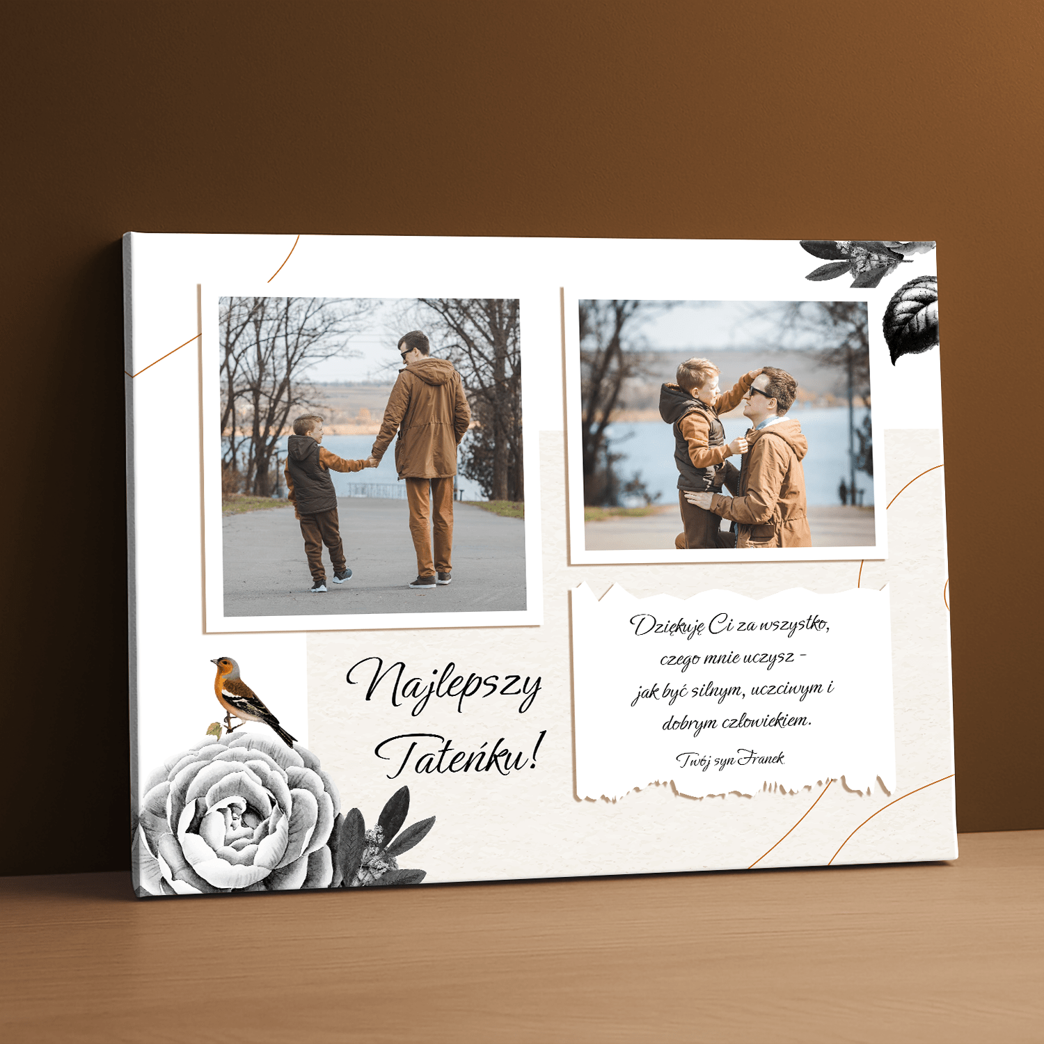Kolaż dwóch zdjęć + tekst - personalizowany druk na płótnie - Emmygift.pl