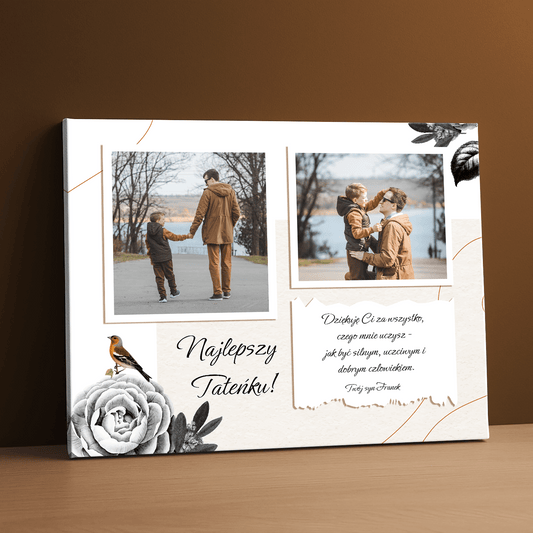 Kolaż dwóch zdjęć + tekst - personalizowany druk na płótnie - Emmygift.pl