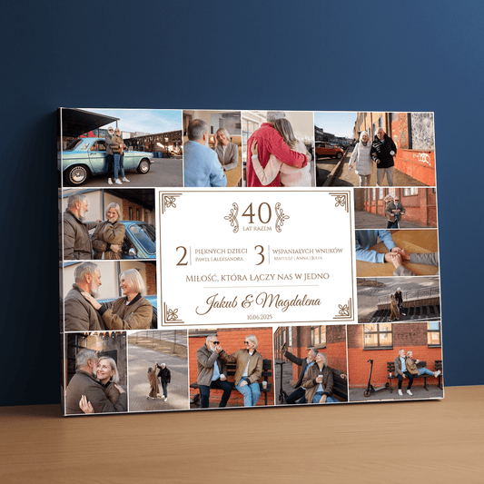 40 lat razem kolaż - personalizowany druk na płótnie - Emmygift.pl