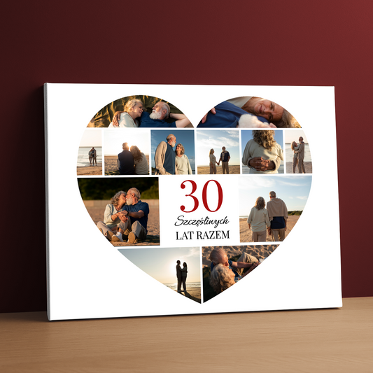 30 szczęśliwych lat - personalizowany druk na płótnie