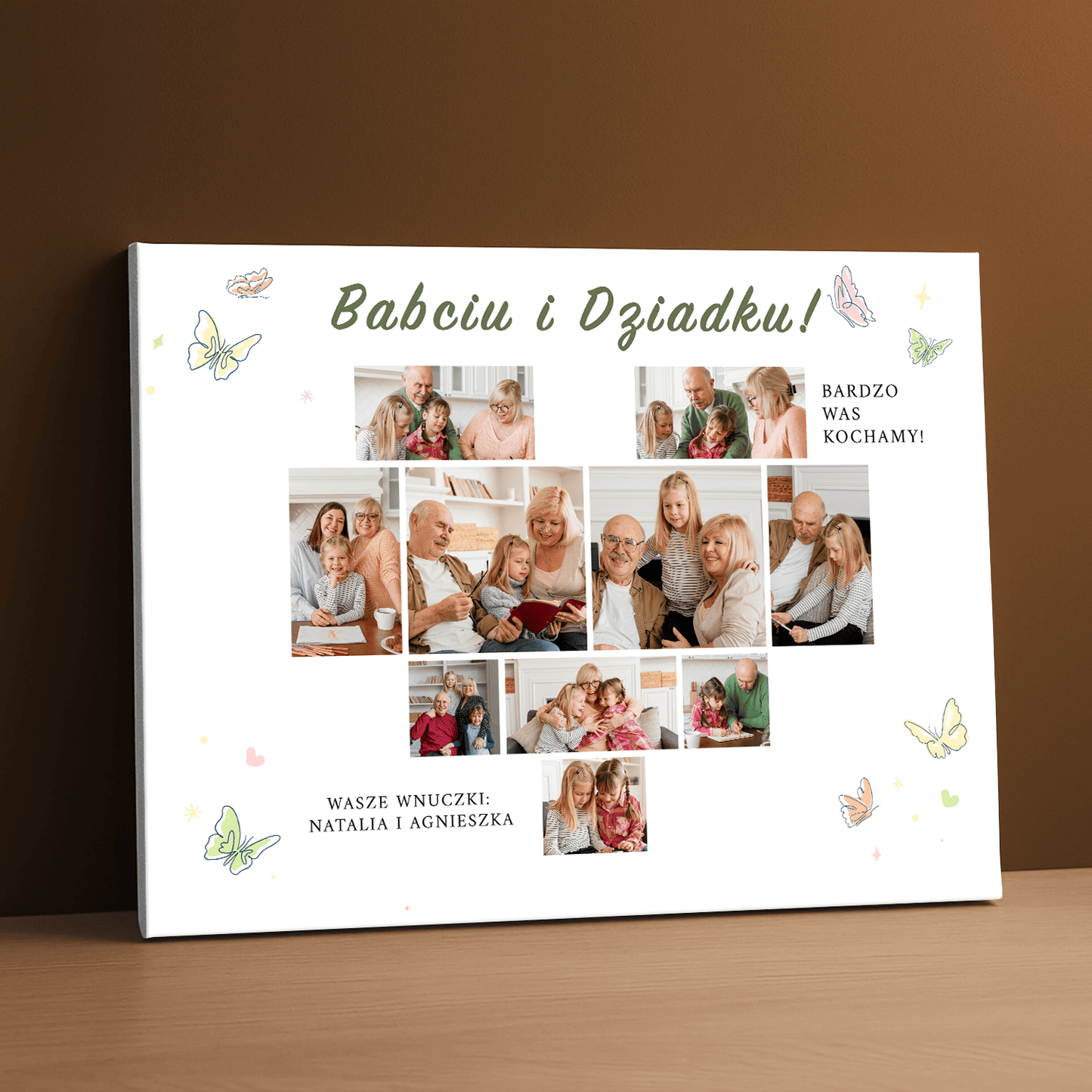 Bardzo Was Kochamy! - personalizowany druk na płótnie dla dziadków - Emmygift.pl