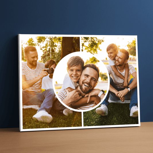 Kolaż trzech zdjęć z tatą - personalizowany druk na płótnie - Emmygift.pl