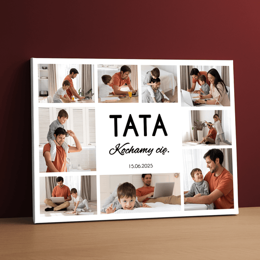 Kolaż 9 zdjęć dla taty - personalizowany druk na płótnie - Emmygift.pl