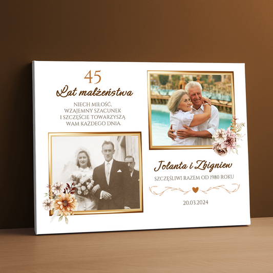 45 lat małżeństwa - personalizowany druk na płótnie