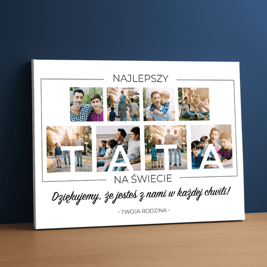 Najlepszy tata na świecie kolaż - personalizowany druk na płótnie - Emmygift.pl