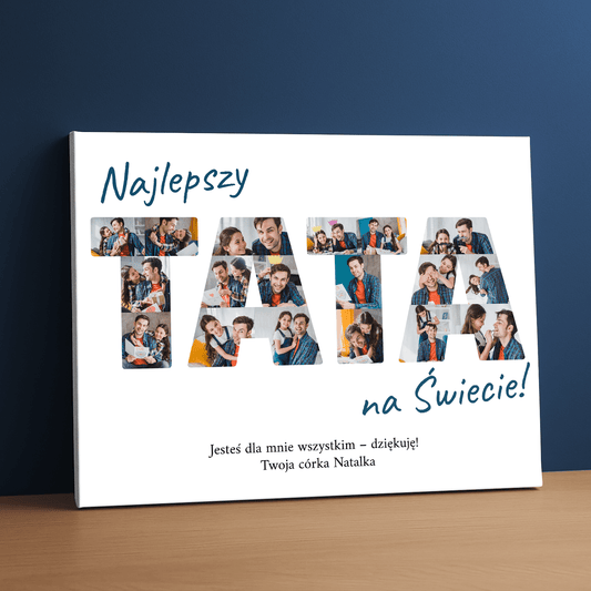 Najlepszy tata na świecie kolaż - personalizowany druk na płótnie - Emmygift.pl
