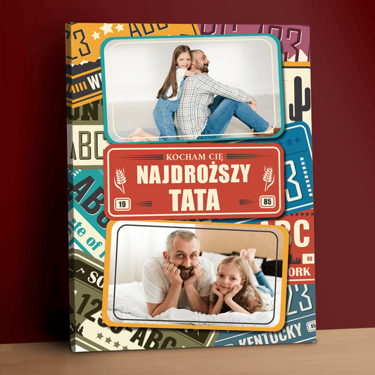 Najdroższy tata - personalizowany druk na płótnie - Emmygift.pl