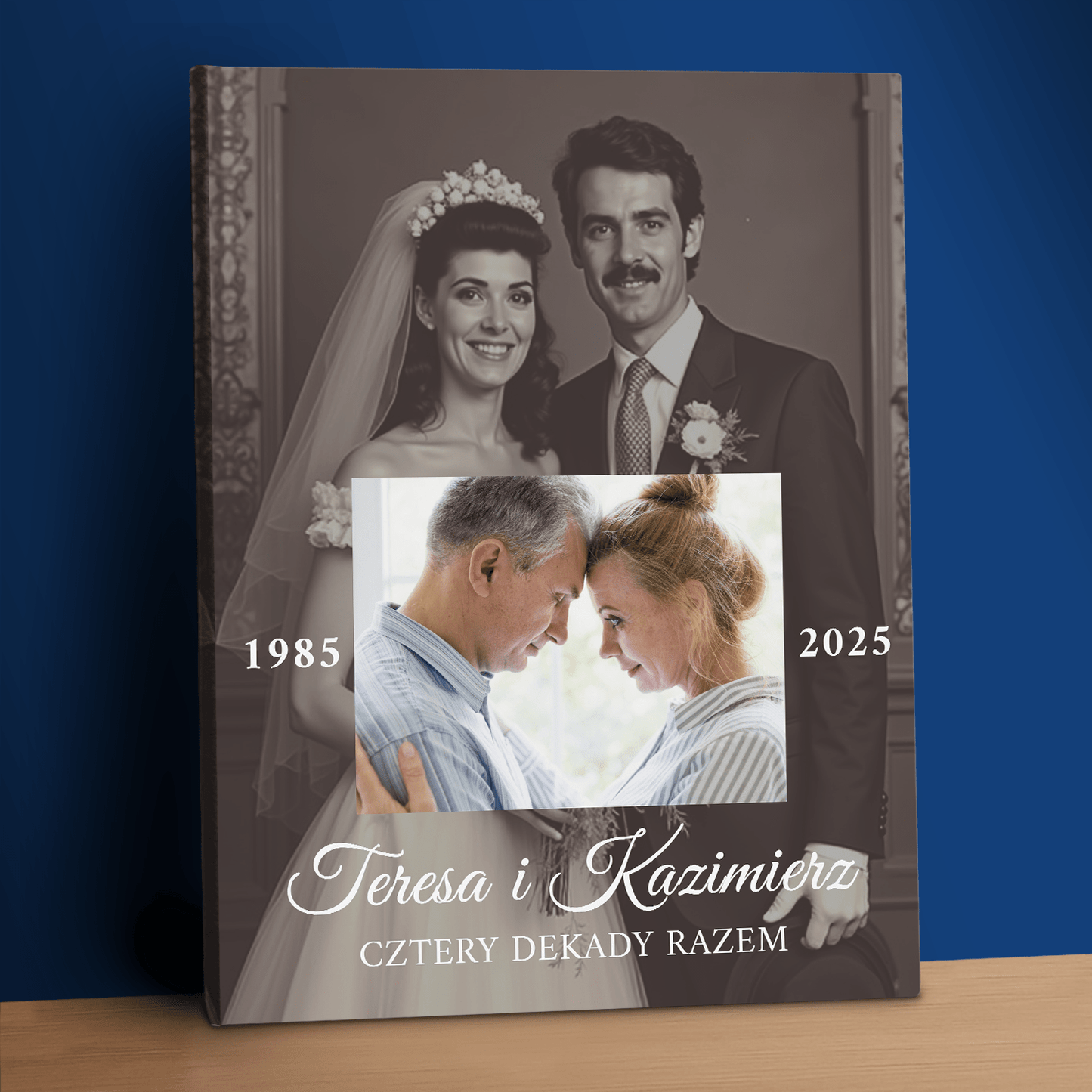 Cztery dekady razem - personalizowany druk na płótnie dla pary - Emmygift.pl